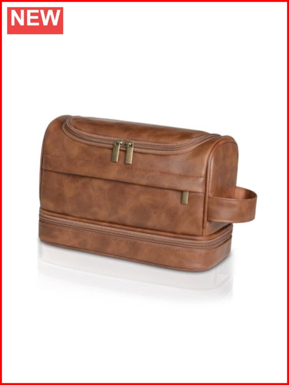 PU Leather Travel Toiletry Bag Large Hanging Hook Water Resistant